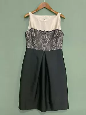 $47.60 • Buy Fenn Wright Manson Beige Black Lace Silk Shift Evening Occasion Dress UK12