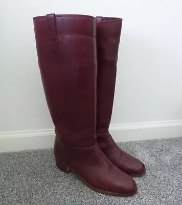 Vtg 9 West Louisa Burgundy Red Tall Leather Equestrian Riding Campus Boots 8.5 • $24.99