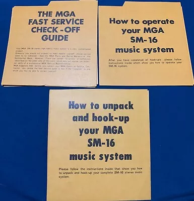 MGA SM-16 Music System Manual How To Unpack Hook Up Operate Guide Instructions • $5.99