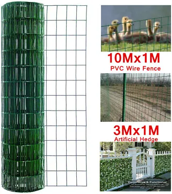 £24.99 • Buy PVC Coated Wire Mesh Fencing 10M X 1M Height Green Galvanised Garden Fence Roll