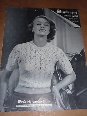 Vintage Wendywear 2 Ply Knitting Pattern 520 Lady's Jumper 34-36  • £1.99