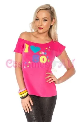 I Love The 80's 80s T-shirt Costume Ladies 1980s Fancy Dress Girls Top TShirt • $21.38