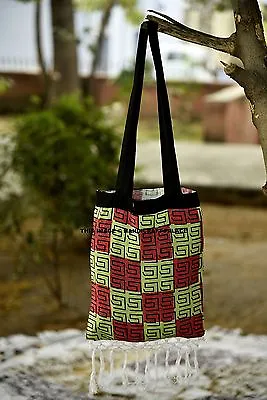 Indian Fashion Abstract Hand Bag Women Girl Bags Cotton Bohemian Tassel Lace Bag • $10.99