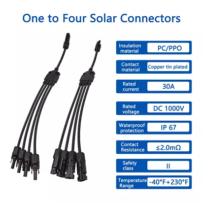 1 Pair 30A Solar Y Connector Cable Plug Inline Solar PV Panel IP67 2 Connection • $7.95