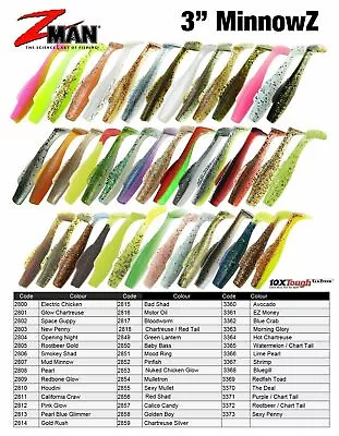 ZMan MinnowZ 3  Paddle TailZ Soft Plastic Fishing Lure - Choose Colour BRAND NEW • $12.99