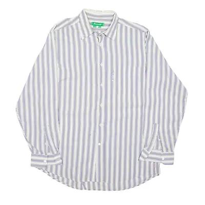 FACCONABLE Shirt White Striped Long Sleeve Mens M • £19.99