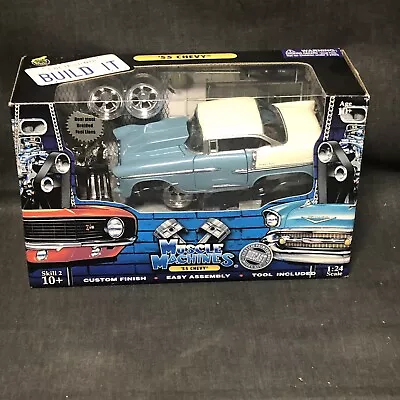 1955 Chevy Muscle Machines Heavy Duty Muscle Car 1:24 Skill 2 10+ Blue Build It • $59.99