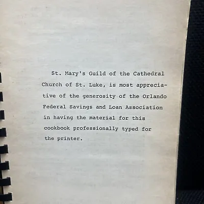 St Mary’s Guild Of The Cathedral Church Of St Luke Cookbook Vintage Orlando FL • $22