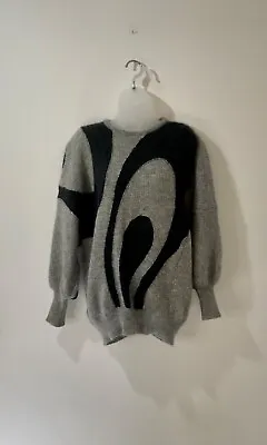 Vt90’s Dino Valiano Womens Soft Warm SweaterJumper MohairMix Grey UK12/14 VGC • £24.99