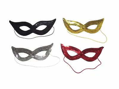  Sequine Masquerade Ball Mask Gothic Valentines Party Black Red Gold Choice • £2.15