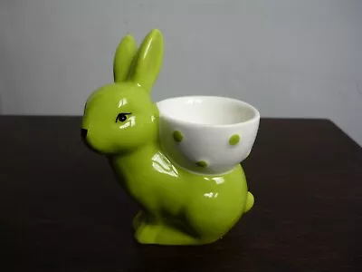 BNWT Gisela Graham Lime Green Polka Dot Bunny Rabbit Eggcup Egg Cup PLEASE READ • £6.99