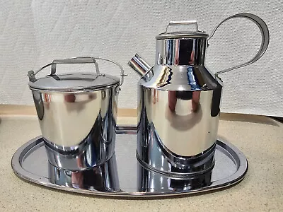 Vintage Milk Jug Creamer And Sugar Pail Set With Platter 5 Pieces - Japan • $22.55