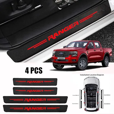 4pcs For Ford Ranger Door Sill Plate Scuff Anti Scratch Sticker Protector Red • $16.99