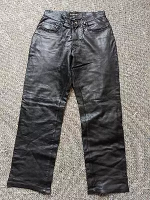 Vintage 1990s Leather MOTORCYCLE Jeans 32x34 Black Pants Y2K Goth Punk • $168.95