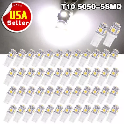 50Pcs Super White T10 Wedge 5-SMD 5050 LED Light Bulbs W5W 2825 158 192 168 194* • $8.79