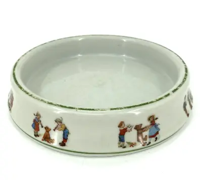 Vintage Victoria Czechoslovakia Ceramic Deep Dish Or Bowl W/ Children Playing  • $12.50