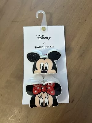 Disney Baublebar Mickey & Minnie Mouse Hair Clip 2 Pack. NEW With Rhinestones • $19.99