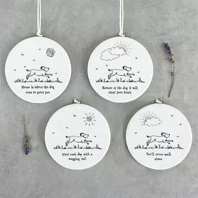 Porcelain Hanging Gift Dog Design | East Of India Friends Keepsake Home Decor • £6.95