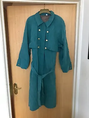 £0.99 • Buy Under Wraps - Maxi Teal Green Trench-coat - Size 16, Lined