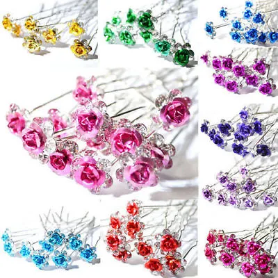£3.45 • Buy Bridal Hair Pins Rhinestone Wedding Prom Clips Flower Crystal Grips Jewellery