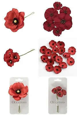 Poppies Mini Velvet & Paper 1 5 6 Pack Floral Decorations Cards Remembrance Day • £3.99