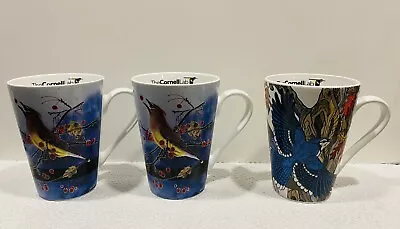 Set Of 3 Cornell Lab Of Ornithology Colorful Birds Designer Coffee Mugs 12 Ounce • $34