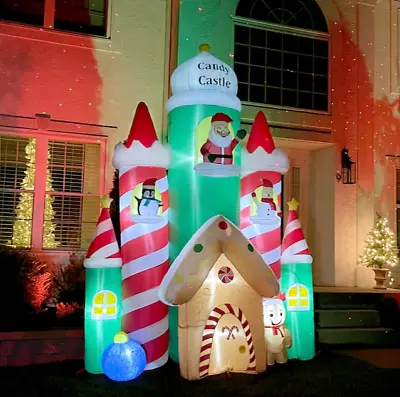 Rare New 10 Ft Tall Christmas Santa Claus Candy Castle Inflatable By Fraser Hill • $199.99