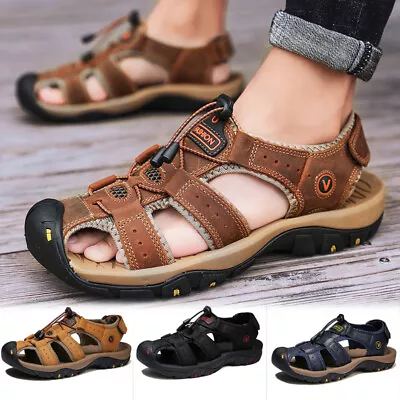 New Mens Summer Walking Sandals Sports Outdoor Trekking Hiking Shoes Brown • £17.88