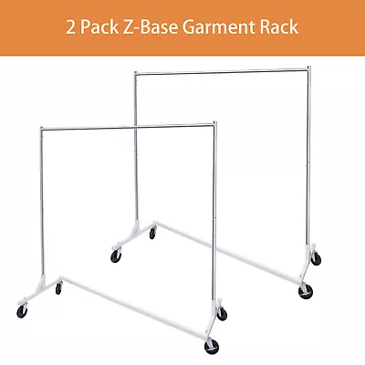 2 Pack Heavy Duty Clothing Garment Rack Rolling Rack On Wheels With Metal Z-Base • $84.58