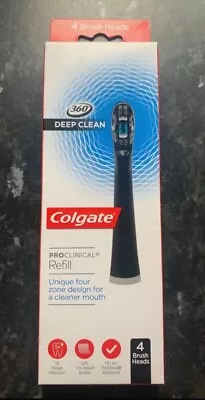 4X Genuine Colgate Omron Toothbrush Heads Proclinical 360 Deep Clean Black - UK • £11.90