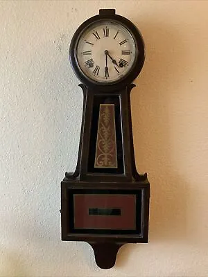 Vintage Antique Large 32” Sessions Clock Co. Banjo Wind Up Mechanical Wall Clock • $180