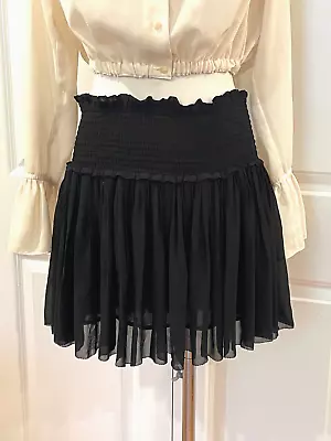 Pristine Isabel Marant Etoile Runway Black Smocked Gathered Chiffon Skirt 38 M • $144.50