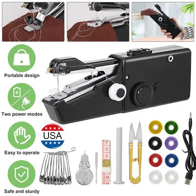 DIY Mini Sewing Machine Electric Stitch Portable Hand Cordless Travel Household • $12.55