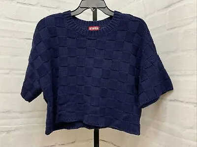 $101.25 • Buy Staud Basin Basketweave Cropped Sweater, Women’s Size M, Navy Blue NEW