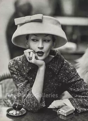 1957 Vintage RICHARD AVEDON Female Fashion Cloche Paris Large Duotone Photo Art • $218.13