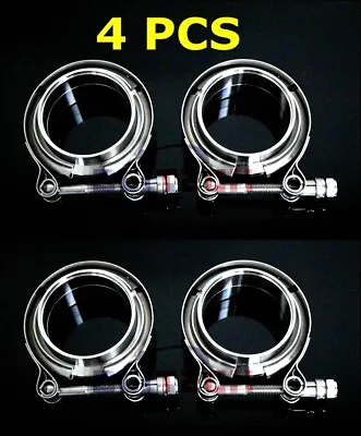 4X 3inch Stainless Steel V-Band Clamp & Flange Kit For Muffler Exhaust Downpipe • $56.90