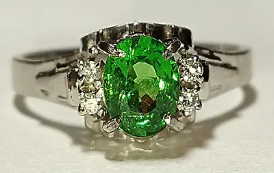 Solid Platinum 0.75 Carat Natural Tsavorite Garnet Diamond Ring 3.71 Grams Pt900 • $832.61