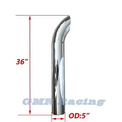5  OD X 36  Length Exhasut Pipe Curved Chrome Stack Pipe 5inch OD Diameter Tube • $99.90