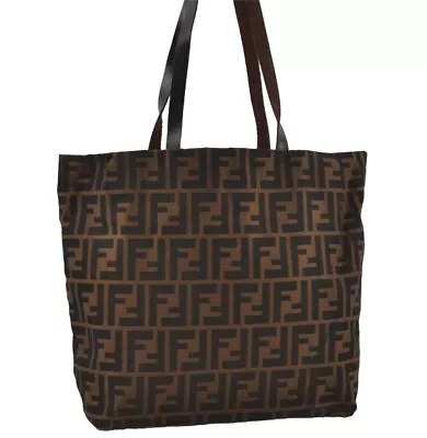 Authentic FENDI Zucca Vintage Shoulder Tote Bag Purse Canvas Brown 0570J • $5.50