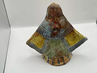 Antique Handmade & Painted Mexican Clay Pottery Our Lady Of Guadalupe Sculpture • $49.99