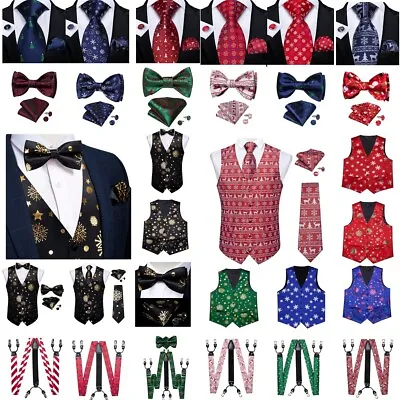 Christmas Mens Green Snow Tree Tie Hanky Men Dress Free Collocation • $23.93