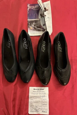 £35 • Buy 2 Pairs Of Equity Black Court Shoes. With Receipt -2001. Size 6.5 EE. Low Heel.