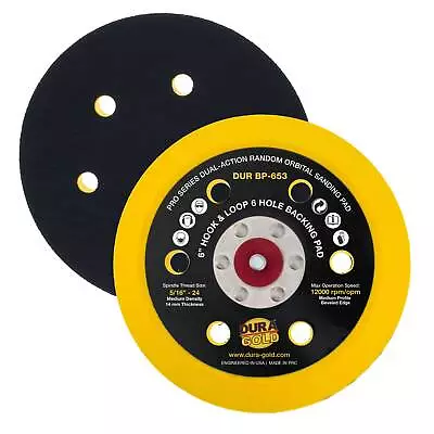 Dura-Gold 6  Hook & Loop DA Sander Backing Plate Pad 6 Hole Pattern 14mm Sanding • $10.99