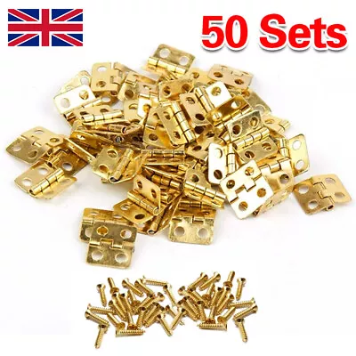 £5.88 • Buy 50 Sets Small Mini Metal Hinges + Nails For Miniature Furniture Box Dollhouse UK