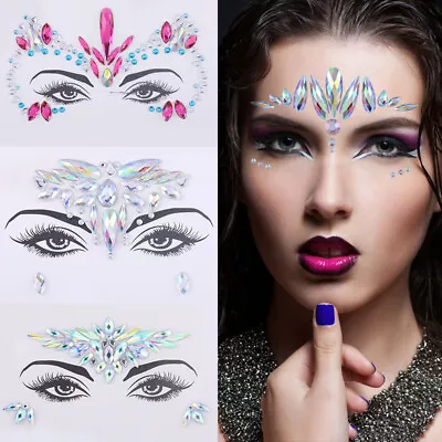 Adhesive Face Gems Glitter Jewel Tattoo Sticker Festival Rave Party Body Make Up • £2.49