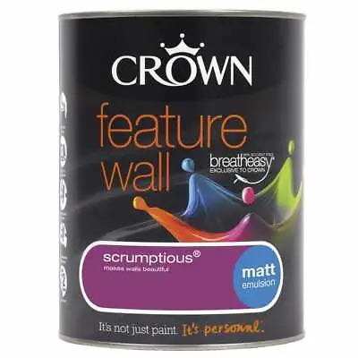 Crown Metallic Feature Wall Matt Emulsion Paint 1.25L - ALL COLOURS!!! • £17.99