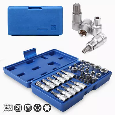 34 Pcs Drive Male Female Torx Star Bit Socket E-socket Set Handheld Tool + Case • $20.69