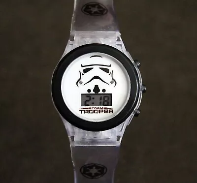 Lucasflim Clear Plastic LCD Star Wars STORMTROOPER Wrist Watch Empire Logo • $23.51