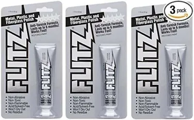 Flitz Metal Polish 3PK Plastic Fiberglass Cleaning Waxing Paste 1.76 Oz. Tube • $26.95