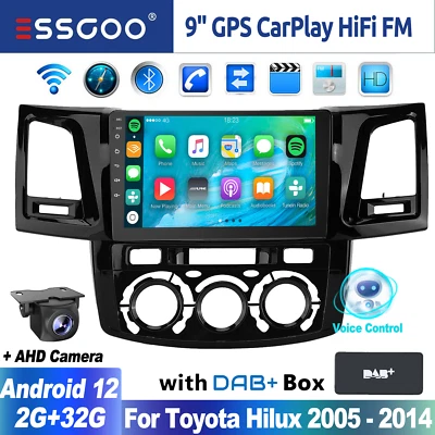 $249.95 • Buy Apple CarPlay 9  Android 12 Car Stereo GPS Head Unit For Toyota Hilux 2005-2014